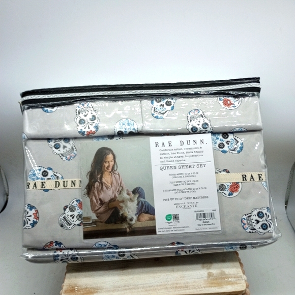 Rae Dunn Day of the Dead Queen Size Sheet Set - Picture 1 of 3